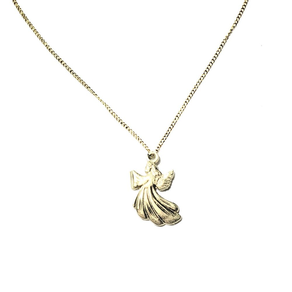💟 Minimalist 1980's Hollow Embossed Guardian Angel Angel Necklace💟